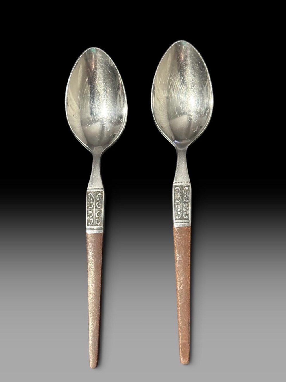 2 Tea Spoons, Ecko Eterna La Joya Flatware Silverware, MCM.